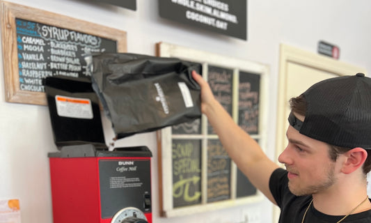 Full Strength Coffee Company grinding our beans to brew up some great coffee!